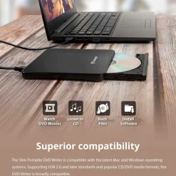 Transcend Ekstern Slim CD/DVD Brænder (TS8XDVDS-K)