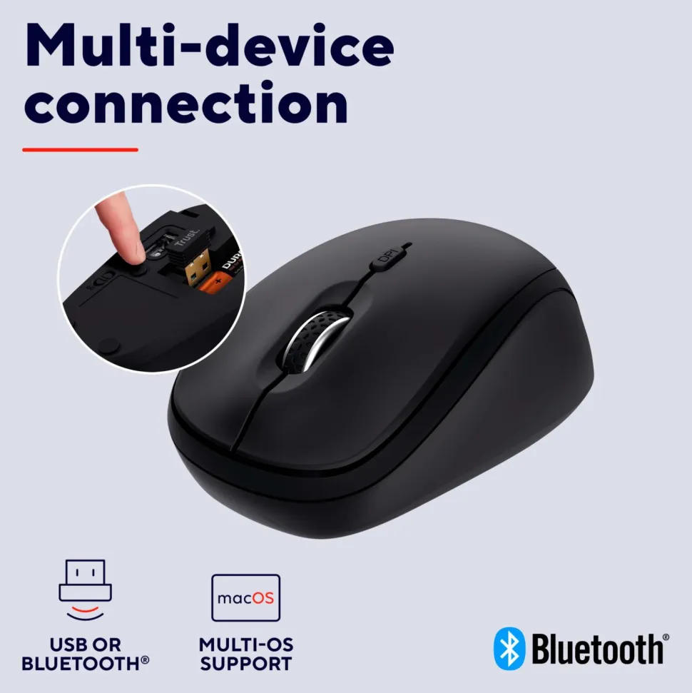Trust Trådløs mus Yvi+ Bluetooth / 2,4 Ghz