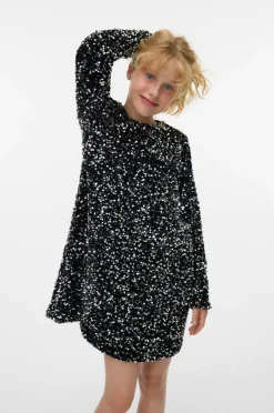 Vero Moda Girl Pailletkjole vmBella LS Sequin Jrs Grl