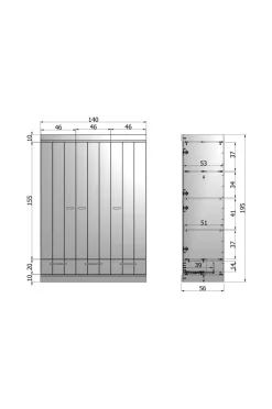 WOOOD Garderobe Connect m struktur, H195xB140xD53