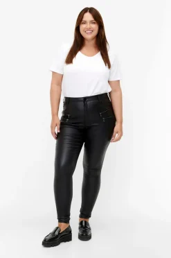 Zizzi Jeans mJoy Coated Zip Amy Pants